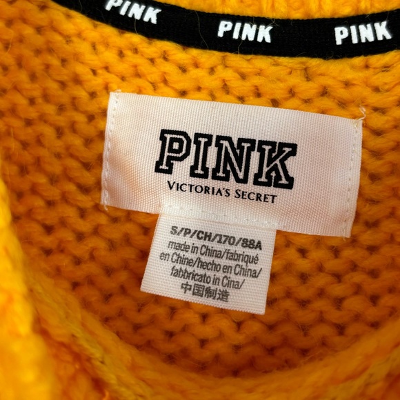 PINK Victoria's Secret Varsity Oversized Boyfriend Chunky Knit Sweater Size S - Picture 5 of 7